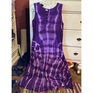 Purple tie-dye hippie dress one size